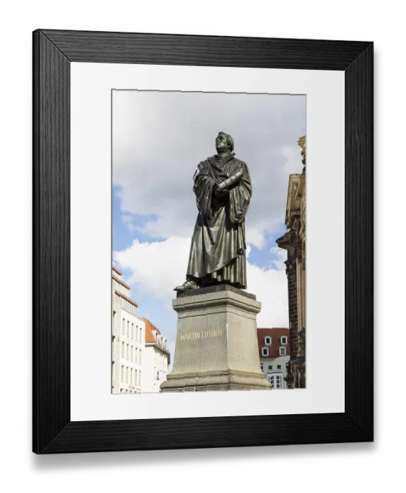 Framed Print : Martin Luther Memorial on Neumarkt in front of the Church of Our Lady Framed Print : Martin Luther Memorial on Neumarkt in front of the Church of Our Lady