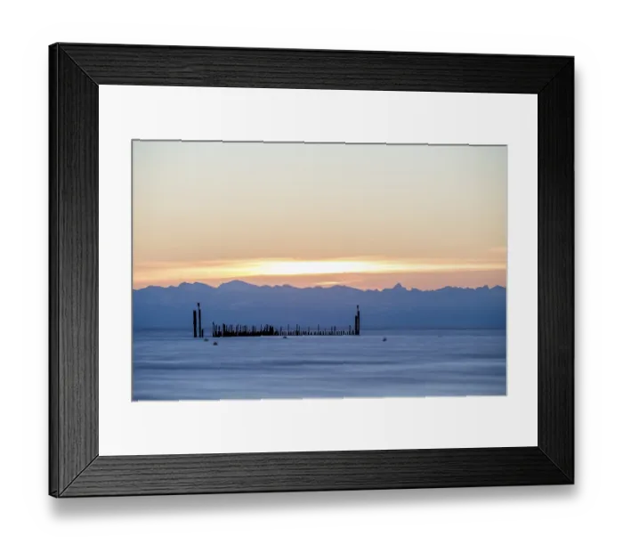 Framed Print : Gentle waves on the lake under a bright morning sky with mountains Framed Print : Gentle waves on the lake under a bright morning sky with mountains
