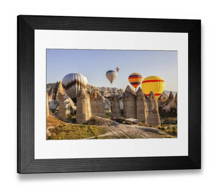 Framed Print : Flying balloons over unbelievable Love valley