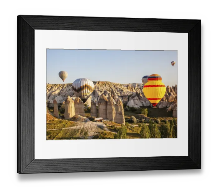 Framed Print : Flying balloons over unbelievable Love valley