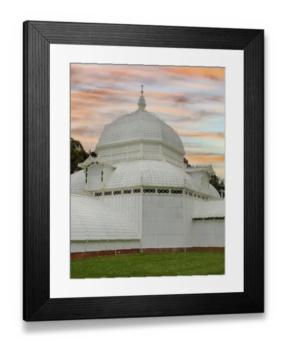 Framed Print : Golden hour at the historic conservatory of flowers in San Francisco