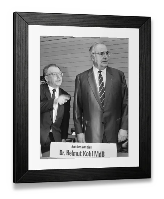 Framed Print : Minister President Lothar Spath and Federal Chancellor Helmut Kohl in the Baden-Wurttemberg state parliament