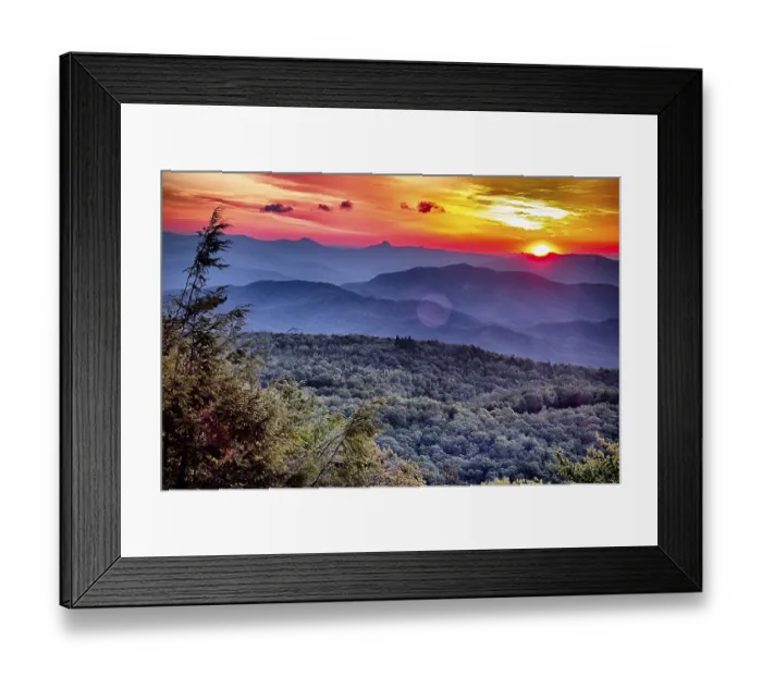 Framed Print : Blue Ridge Parkway summer Appalachian Mountains Sunset