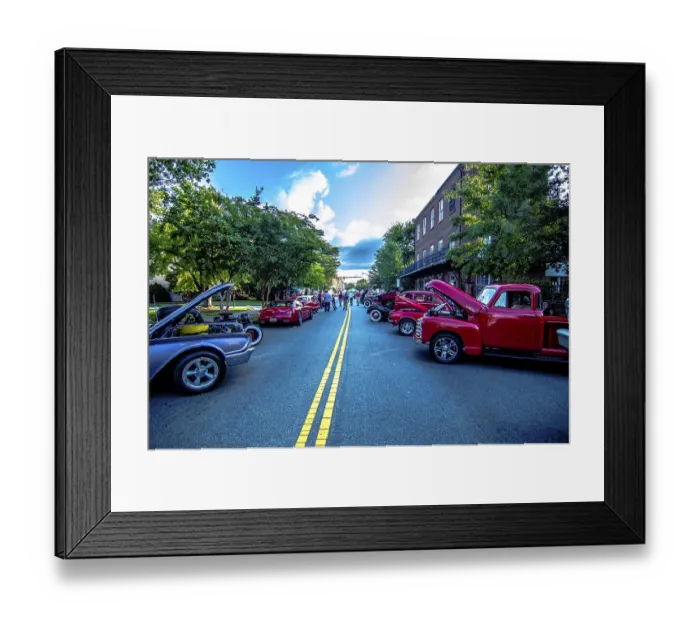 Framed Print : Classic car show with vendors at summerfest in york south carolina