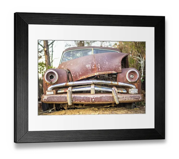 Framed Print : Old timer abandoned automobile on the farm