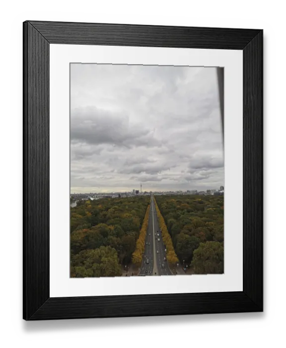 Framed Print : Berlin with a central avenue and vast areas of forest under an overcast sky Framed Print : Berlin with a central avenue and vast areas of forest under an overcast sky