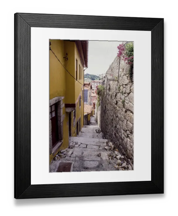 Framed Print : Narrow alley with stone steps in the old town of Porto Framed Print : Narrow alley with stone steps in the old town of Porto