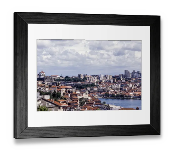 Framed Print : Wide view of Douro and old town with modern skyline Framed Print : Wide view of Douro and old town with modern skyline