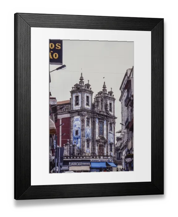 Framed Print : Igreja de Santo Ildefonso nestled in downtown street scene