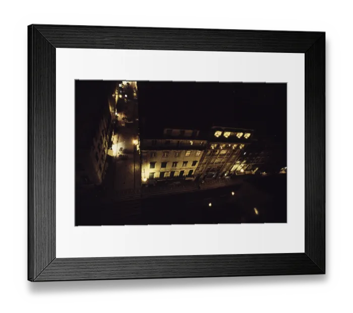 Framed Print : View of illuminated old town from Elevador de Santa Justa at night Framed Print : View of illuminated old town from Elevador de Santa Justa at night