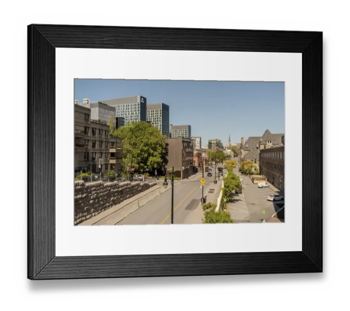 Framed Print : Old Montreal street view with historical buildings