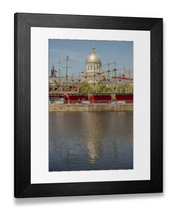 Framed Print : Old Montreal street view with historical buildings