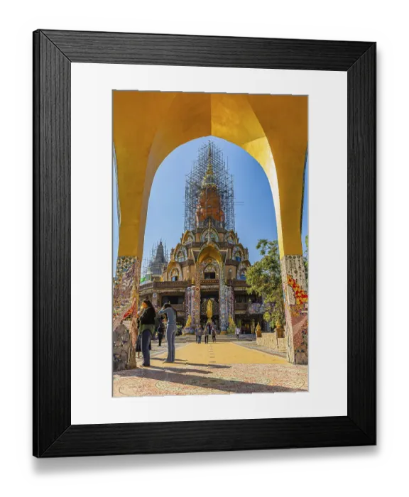 Framed Print : Round arch pavilion, the equipped main pagoda at the back