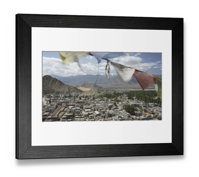 Framed Print : Colorful prayer flags over Leh