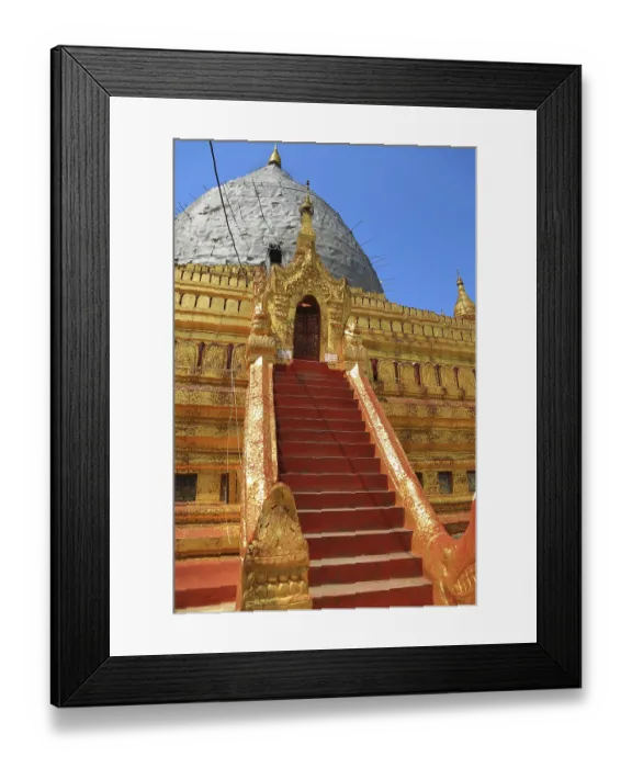 Framed Print : Golden Staircase leads to the dome of Shwezigon Pagoda in Nyaung-U