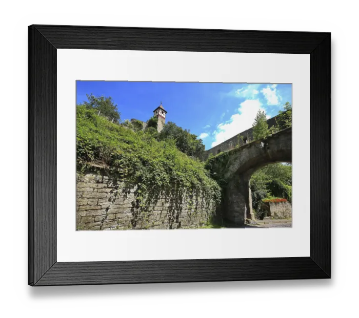 Framed Print : Stone gate with bridge surrounded by green at the Lower City Gate in Bad Wimpfen Framed Print : Stone gate with bridge surrounded by green at the Lower City Gate in Bad Wimpfen