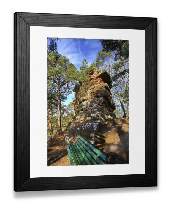 Framed Print : Impressive sandstone rock in the Dahner Felsenland next to Gruner Bank