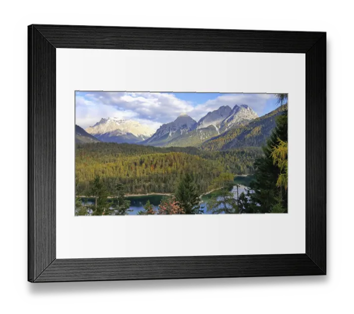 Framed Print : Mountain panorama with view of Blindsee and Zugspitze