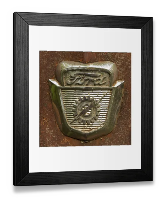 Framed Print : Ford Logo on a old car Framed Print : Ford Logo on a old car
