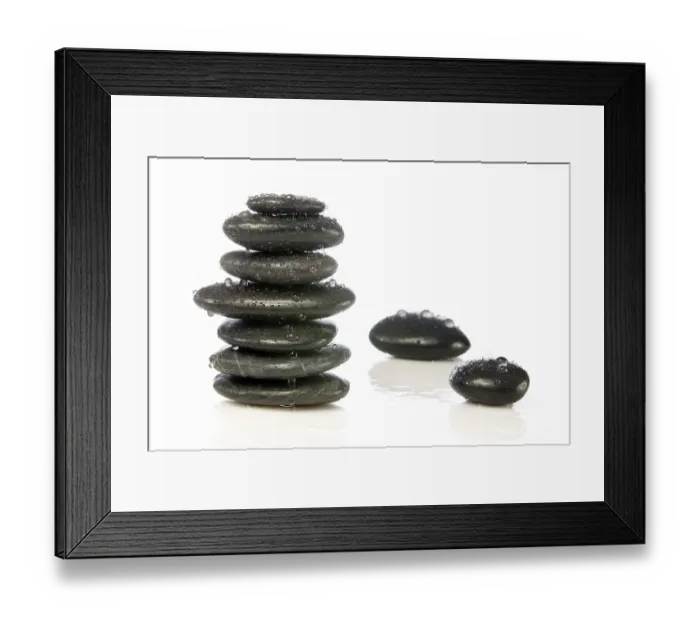 Framed Print : Wet zen stones isolated over a white background