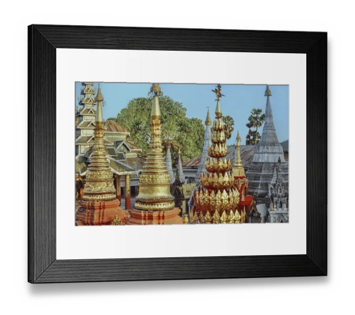 Framed Print : Stupas on Shwedagon Pagoda, Rangoon