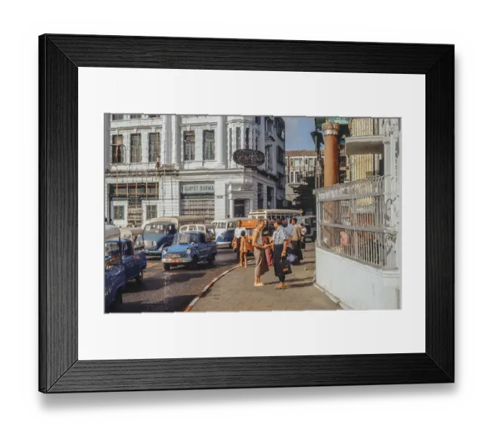 Framed Print : Old colonial building with tourist Burma office Framed Print : Old colonial building with tourist Burma office