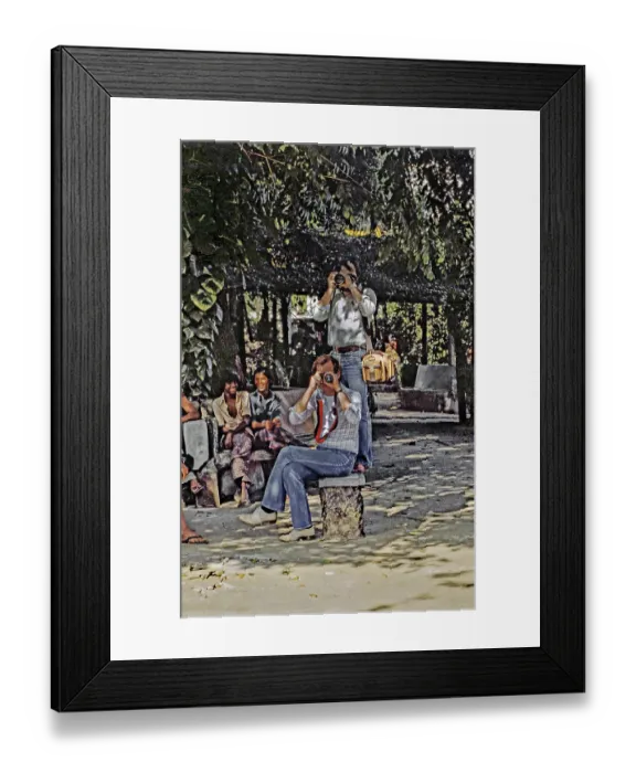 Framed Print : Burmese people laugh at European photographers