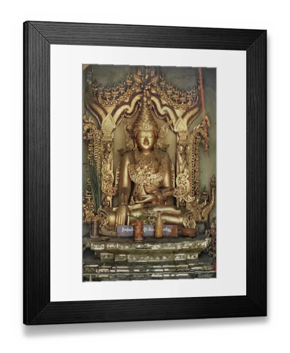Framed Print : Golden Buddha figure in Sule Pagoda