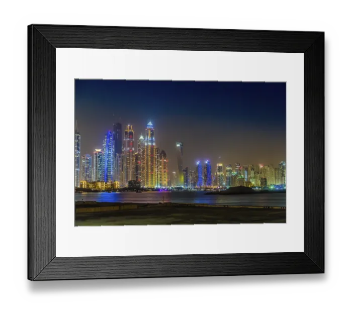 Framed Print : DUBAI, UAE - NOVEMBER 13: Modern buildings in Dubai Marina