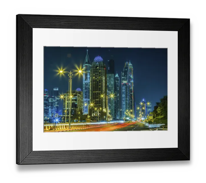 Framed Print : DUBAI, UAE - NOVEMBER 13: Modern buildings in Dubai Marina