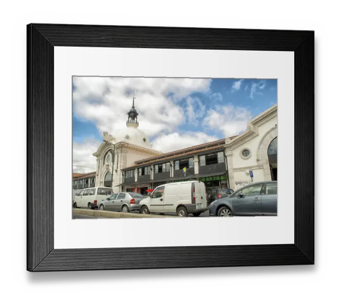 Framed Print : Romantic Lisbon street with the typical old buildings and new buildings