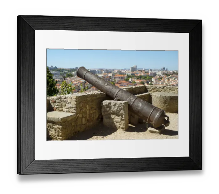 Framed Print : Cannon at Castelo de Sao Jorge, Lisbon, Portugal