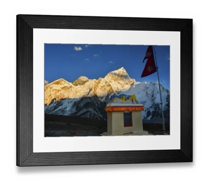 Framed Print : EBC, Nepal - 18th november, 2023: Waving nepalese flag