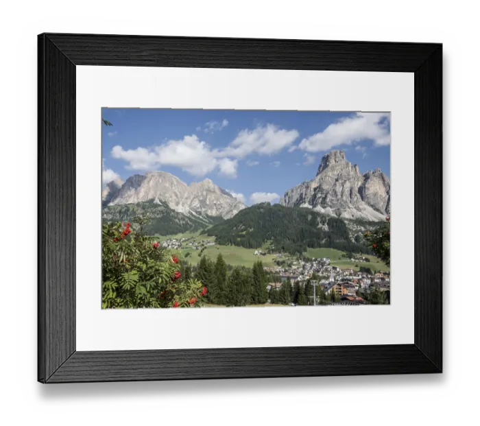 Framed Print : View over Corvara to the Puez-Geisler nature park Park