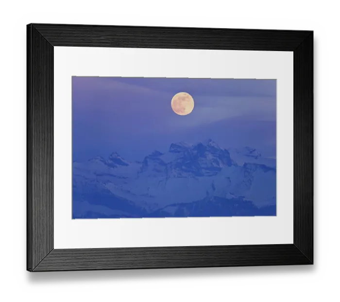 Framed Print : Full moon over the snow-covered Alps
