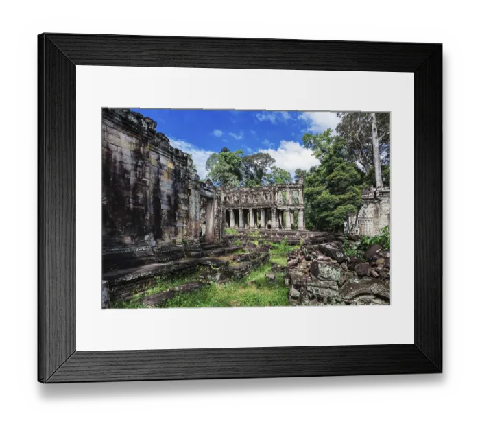 Framed Print : Ruins ancient Preah Khan temple in Angkor