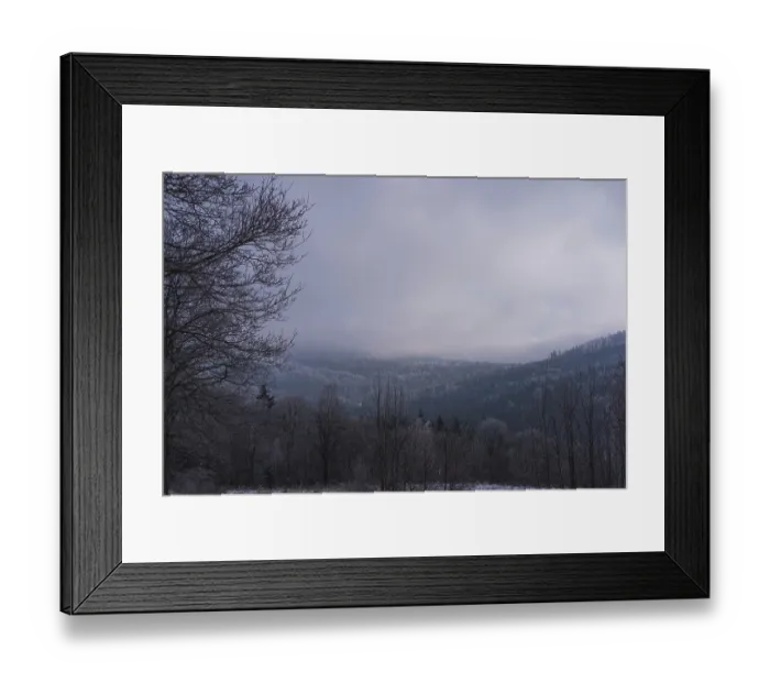 Framed Print : View of the forested mountains in winter, Poland Framed Print : View of the forested mountains in winter, Poland