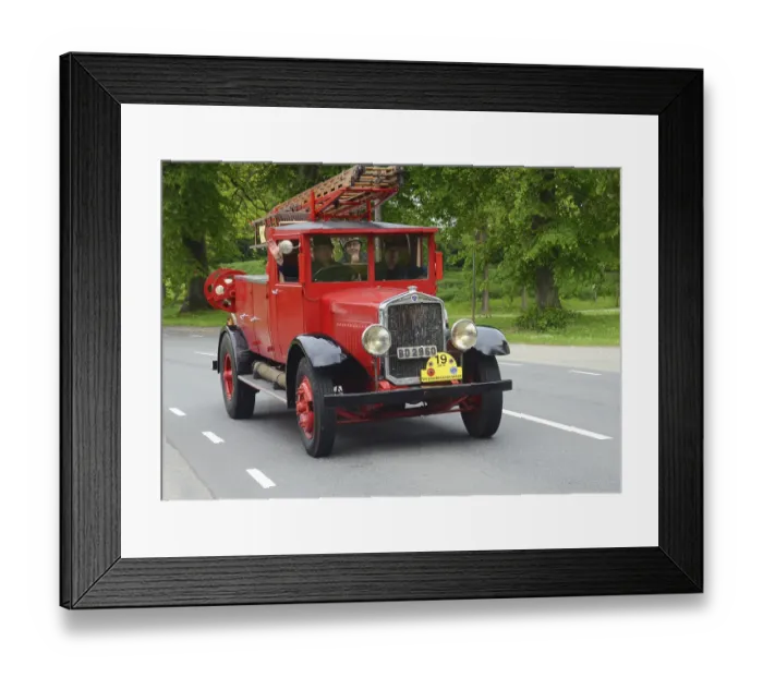 Framed Print : Scania Vabis veteran fire truck built in 1931 at fire truck rally in Ystad