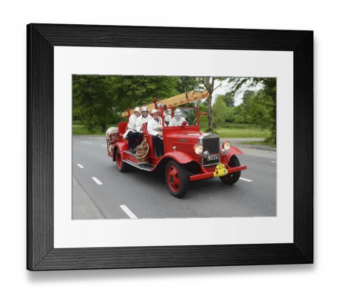 Framed Print : Volvo veteran fire truck built in 1934 at fire truck rally in Ystad