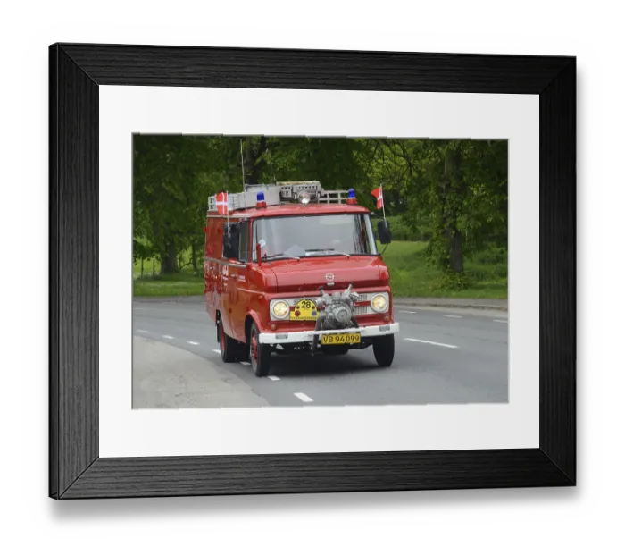 Framed Print : Opel Blitz veteran fire truck built in 1971 at fire truck rally in Ystad