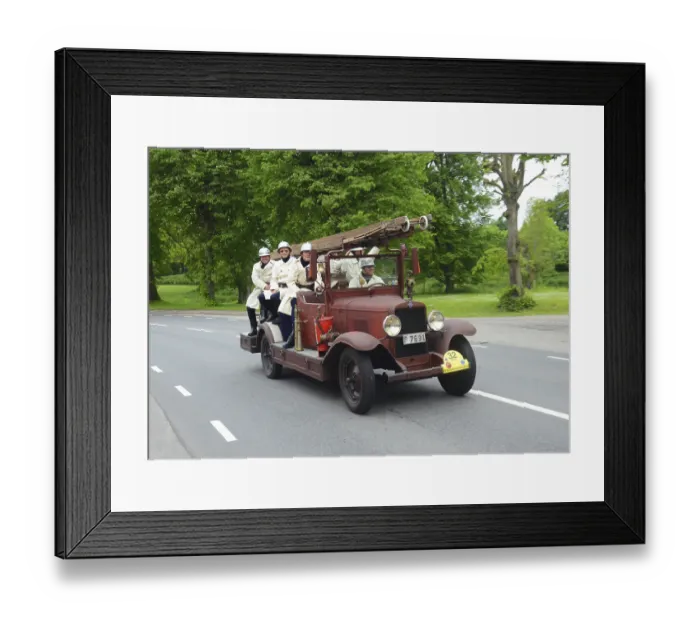 Framed Print : Chevrolet veteran fire truck built in 1929 at fire truck rally in Ystad