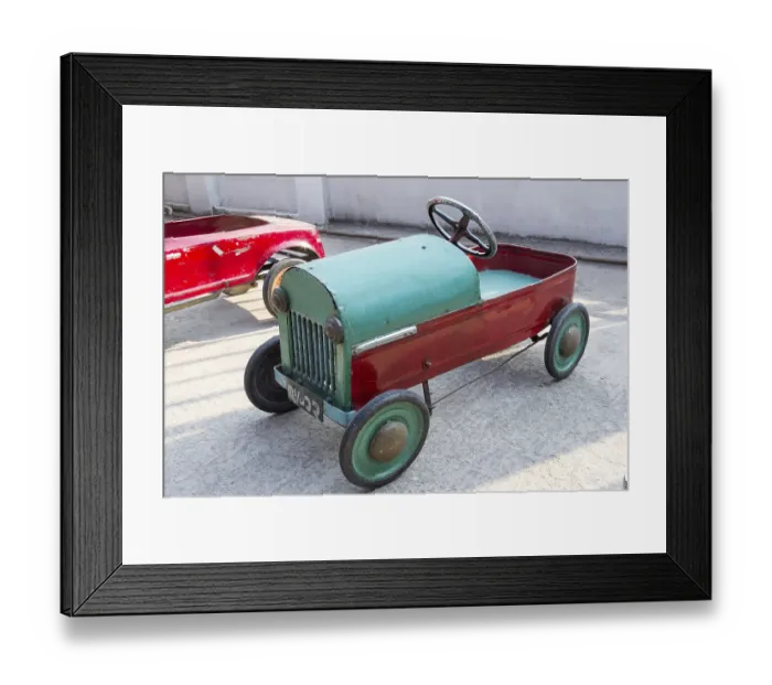 Framed Print : Vintage pedal car on sale at a market in Thailand Framed Print : Vintage pedal car on sale at a market in Thailand