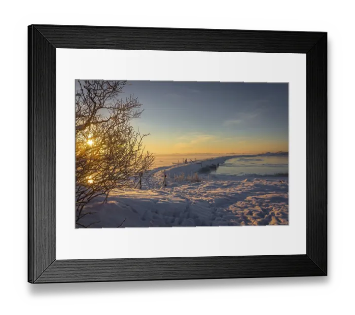Framed Print : Winter landscape with snow, frozen ocean Framed Print : Winter landscape with snow, frozen ocean