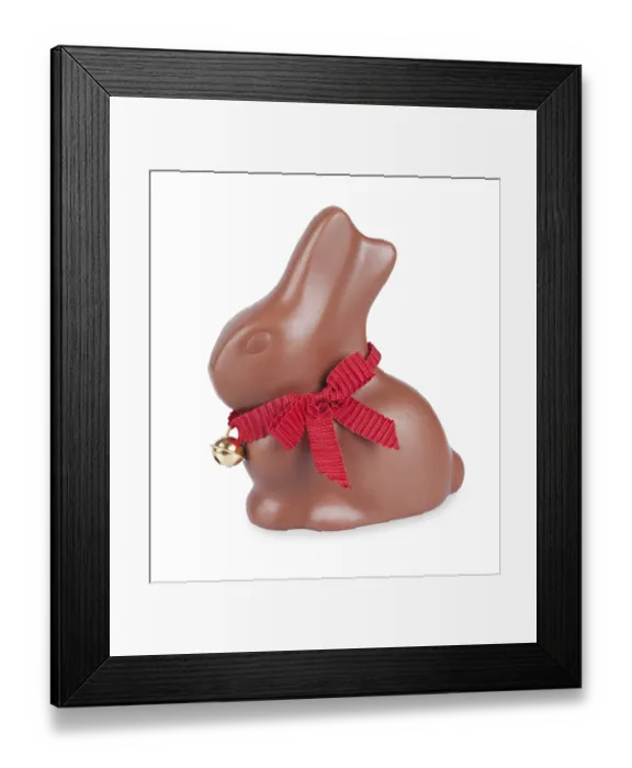 Framed Print : Easter chocolate bunny isolated on white background