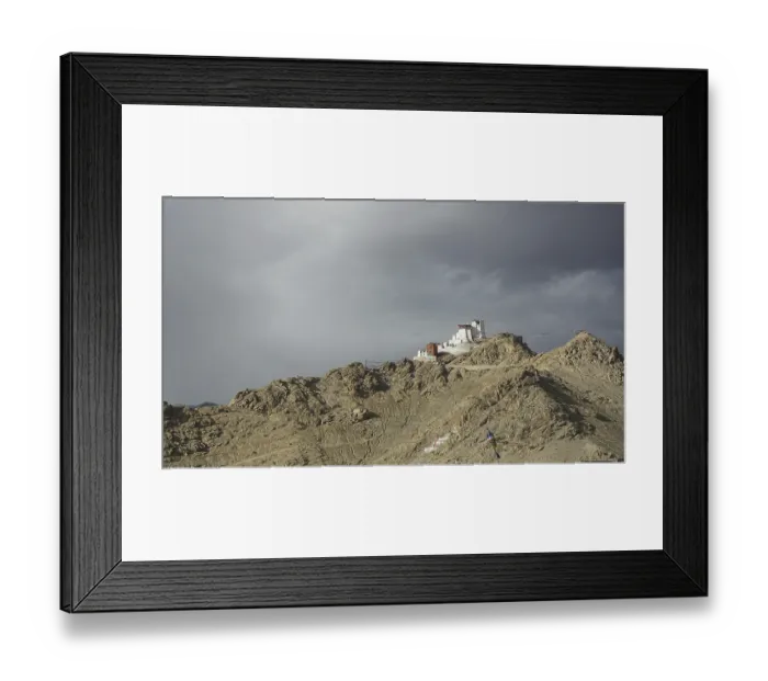 Framed Print : Namgyal Tsemo Buddhist monastery in Leh perched on a rocky hill under impending clouds
