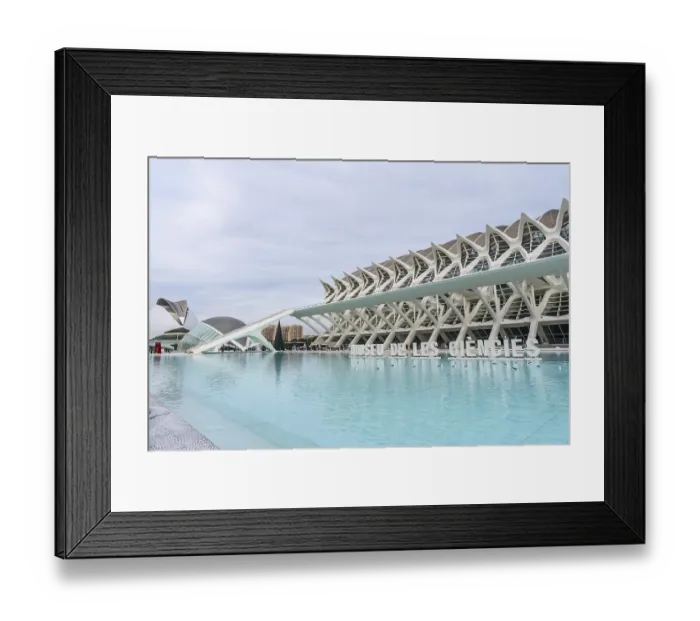 Framed Print : The museu de les ciencies principle building stands prominently against a cloudy sky Framed Print : The museu de les ciencies principle building stands prominently against a cloudy sky