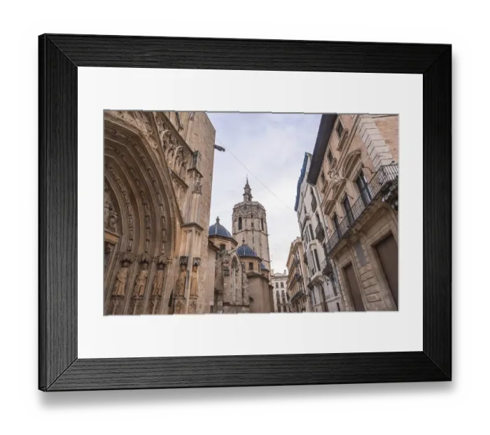 Framed Print : Valencia cathedral with its miguelete tower dominating the skyline
