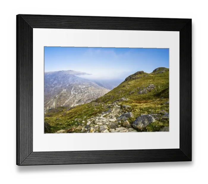Framed Print : Pyg Track over Llyn Llydaw lake