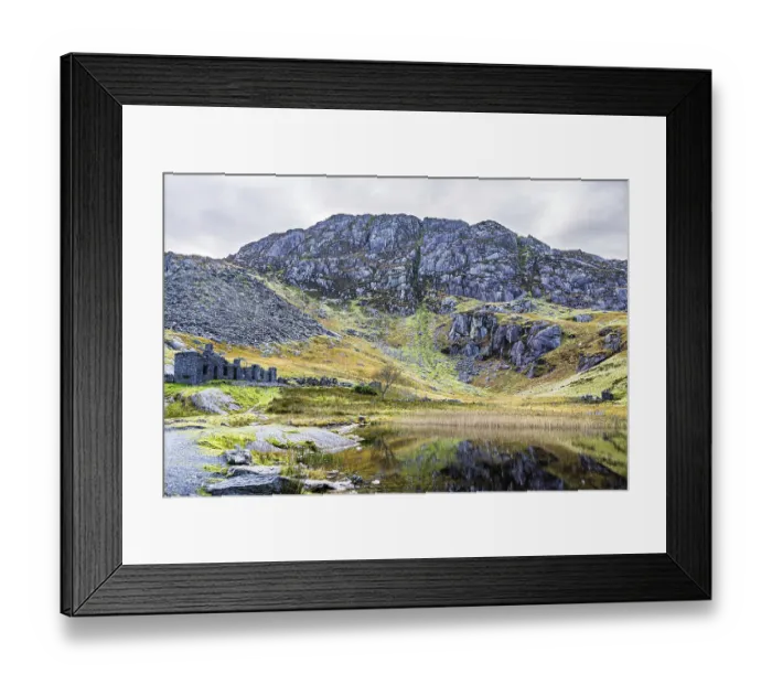 Framed Print : Autumn colors over Mountains and Llyn Cwmorthin Lake