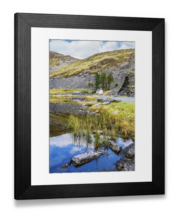 Framed Print : Autumn colors over Mountains and Llyn Cwmorthin Lake